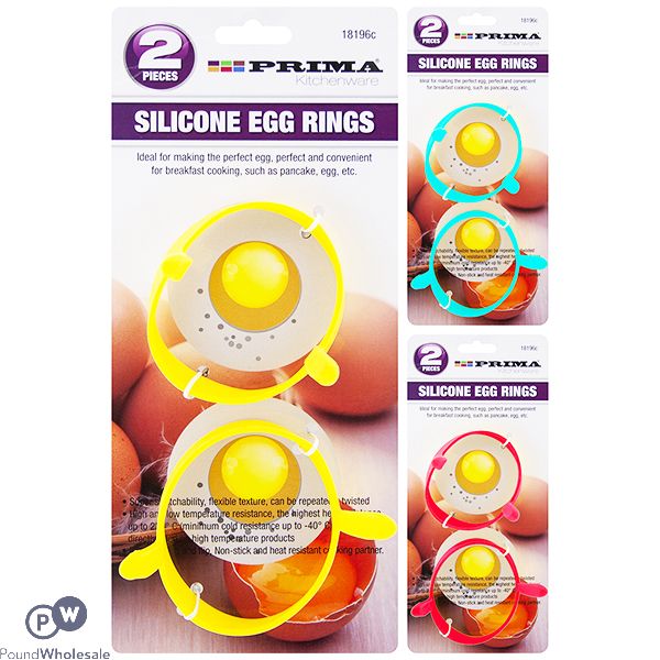 PRIMA SILICONE EGG RINGS 2 PACK ASSORTED COLOURS