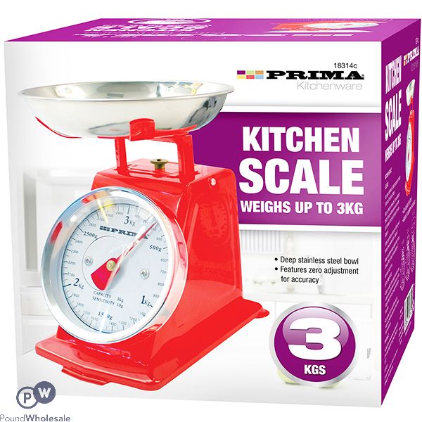 Prima Mechanical Red Retro Kitchen Scale 3kg