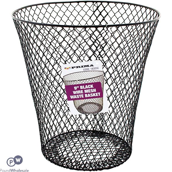 Prima Black Wire Mesh Waste Basket 9"
