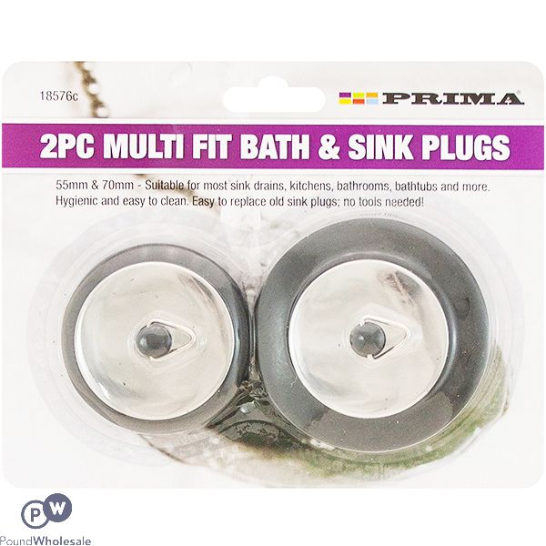 Prima Multi Fit Bath & Sink Plugs Set 2pc