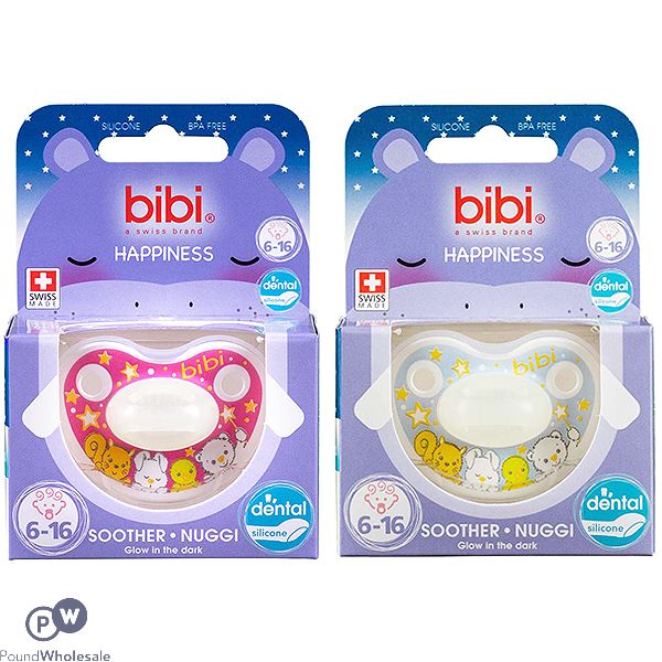 Bibi Happiness 6-16 Months Natural Glow Silicone Soother Cdu Assorted