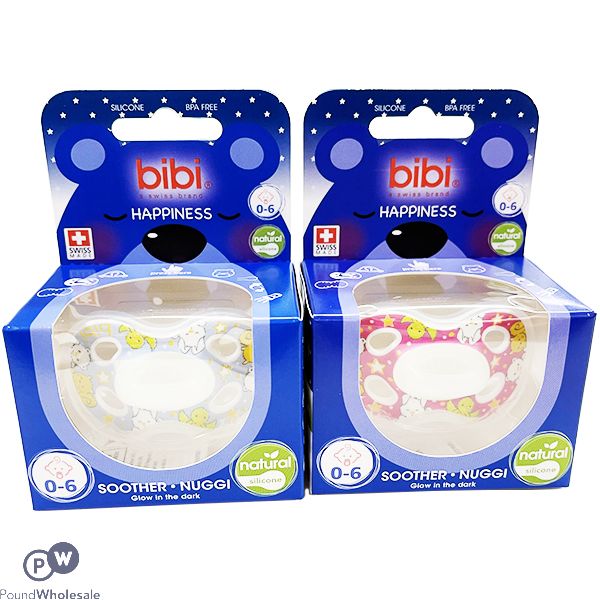Bibi Happiness 0-6 Months Natural Glow Silicone Soother CDU Assorted
