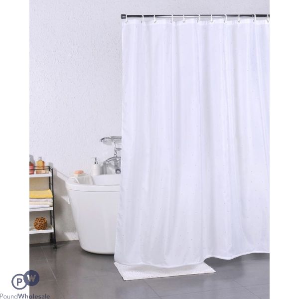 Diamante Shower Curtain White