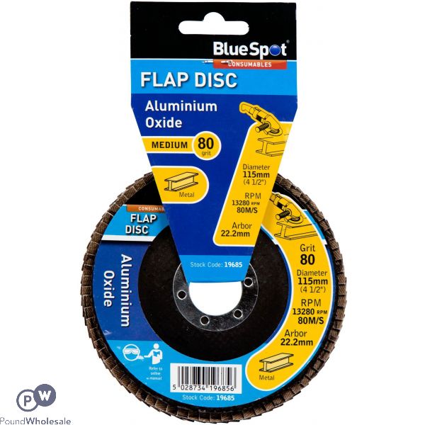 Bluespot 4.5" 80 Grit Aluminium Oxide Flap Disc