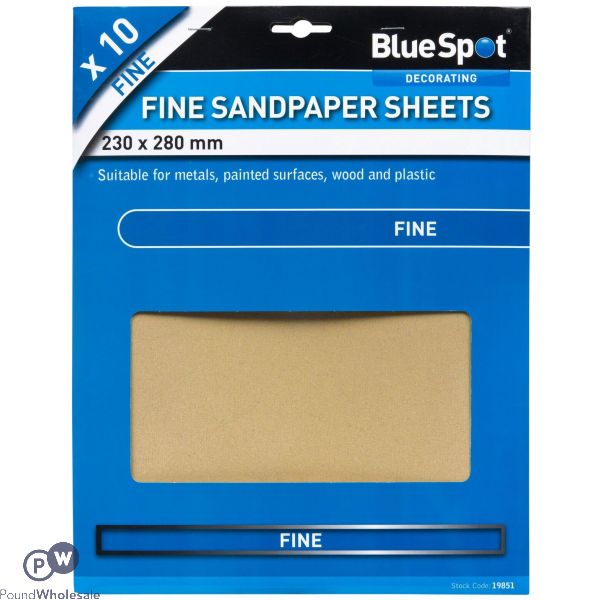Bluespot 10 Piece Fine Sandpapers