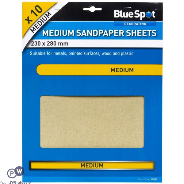 Bluespot 10 Piece Medium Sandpapers