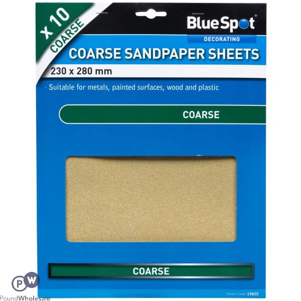 Bluespot 10 Piece Coarse Sandpapers