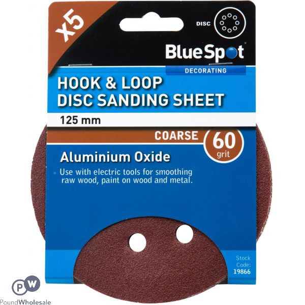 Bluespot 140mm 5 Pack 60 Grit Detail Sanding Disc