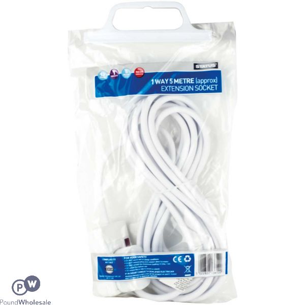 STATUS 1 WAY EXTENSION SOCKET 5M NEON PLUG