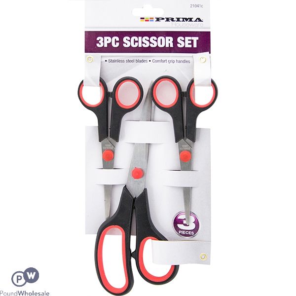 PRIMA STAINLESS STEEL SCISSOR SET ASSORTED SIZES 3PC