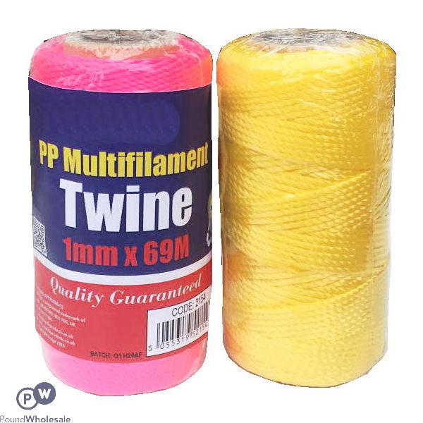 Pp Multifilament Twine 1mm X 69m 3 Assorted Colours
