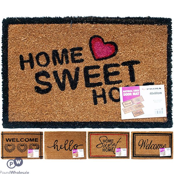 Prima Natural Coco Door Mat 40 X 60cm Assorted