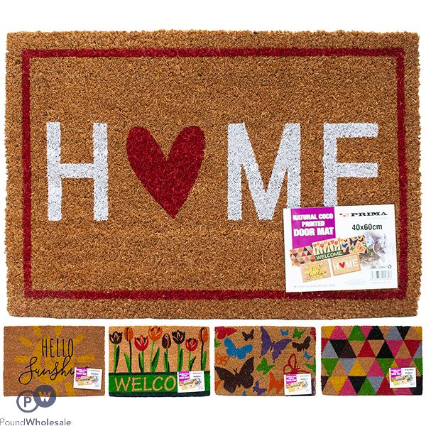 PRIMA NATURAL COCO PRINTED DOOR MAT 40CM X 60CM ASSORTED