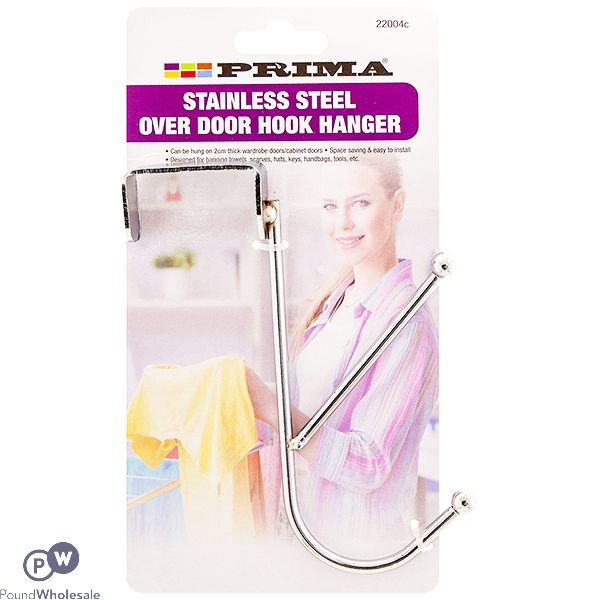 Prima Stainless Steel Over Door Dual Hook Hanger