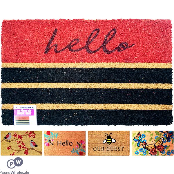 Prima PVC Natural Coir Printed Door Mat Assorted