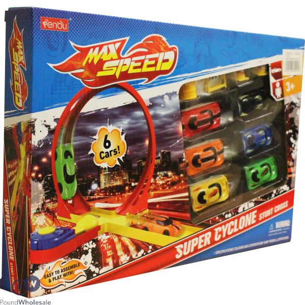 Super Cyclone Stunt Cross Racing Set With 6 Cars