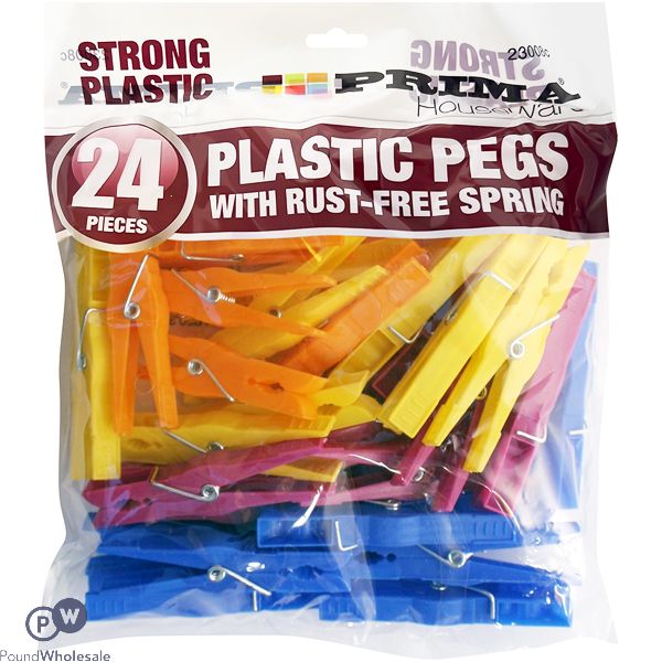Prima Strong Plastic Rust-Free Clothes Pegs 24 Pack