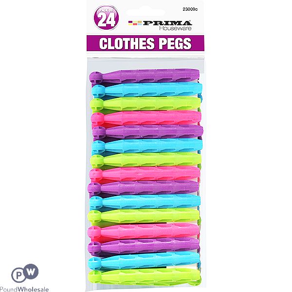 PRIMA PLASTIC DOLLY CLOTHES PEGS 24 PACK