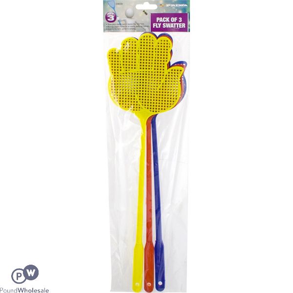 Prima Fly Swatters Assorted Colours 3 Pack