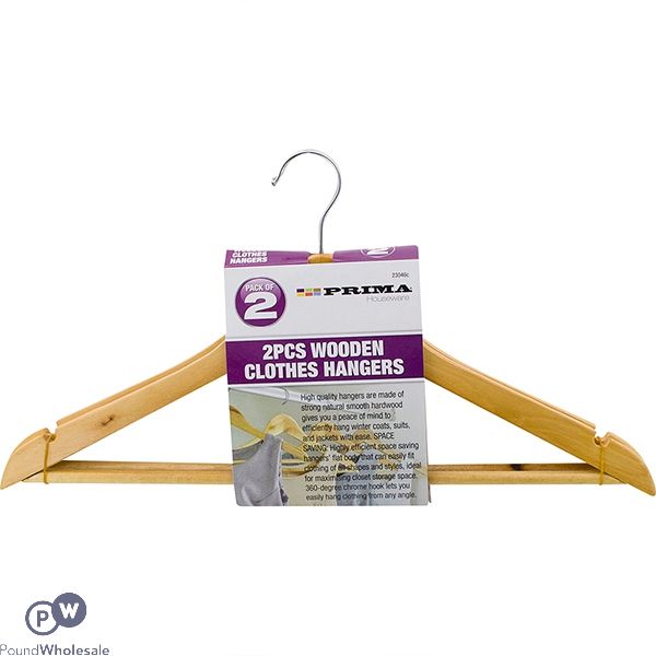 PRIMA WOODEN CLOTHES HANGERS 2PC