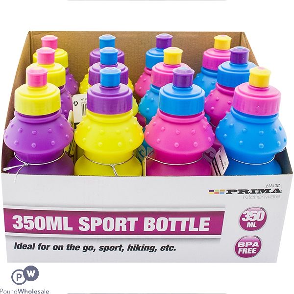 PRIMA SPORTS BOTTLE 350ML ASSORTED COLOURS CDU