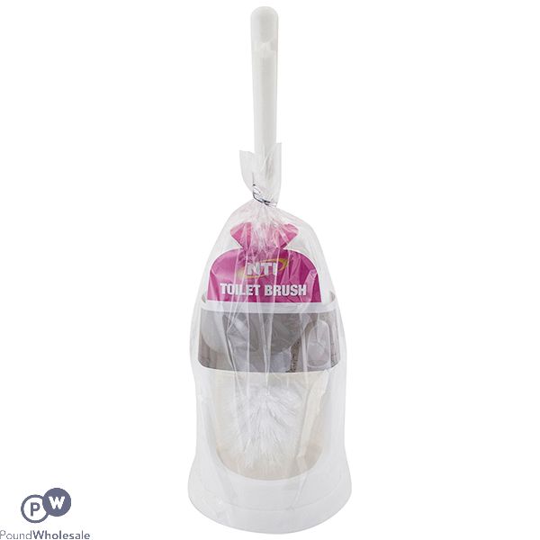 White Semi-enclosed Toilet Brush Set