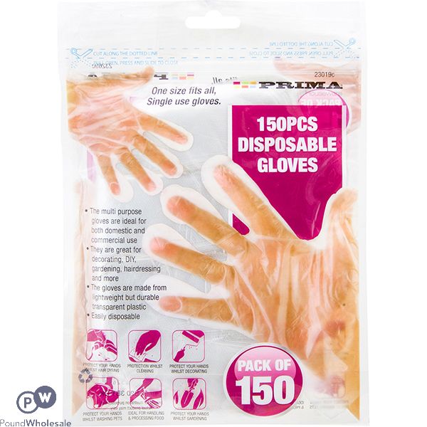 PRIMA DISPOSABLE GLOVES RESEALABLE 150PCS