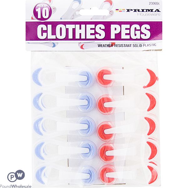 Prima Clothes Pegs Assorted Colours 10 Pack
