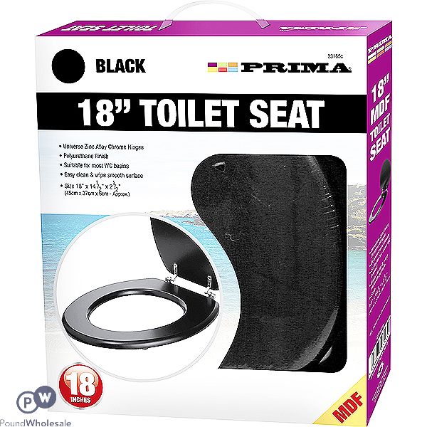 Prima Mdf Black Toilet Seat 18"