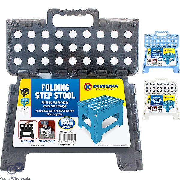 MARKSMAN FOLDING STEP STOOL ASSORTED COLOURS 29 X 22 X 22CM