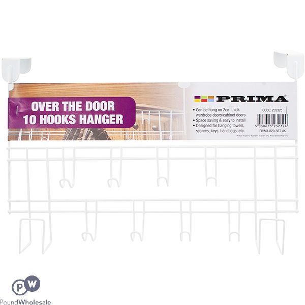 PRIMA OVER THE DOOR 10 HOOK HANGER WHITE