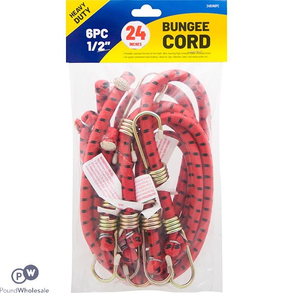 Heavy Duty 1/2" Bungee Cord 24" 6pc