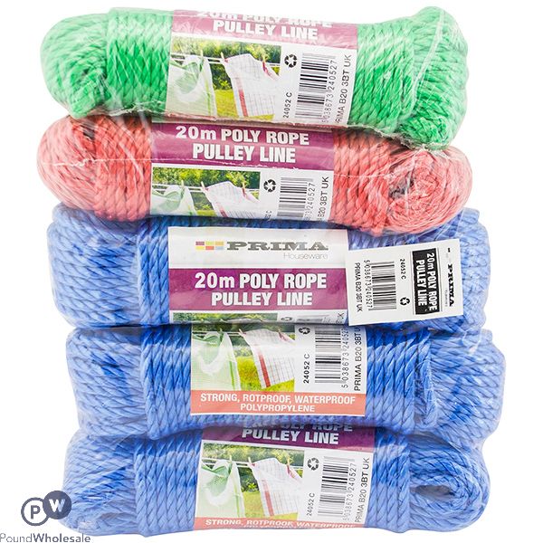Prima Poly Rope Pulley Line 20m Assorted Colours