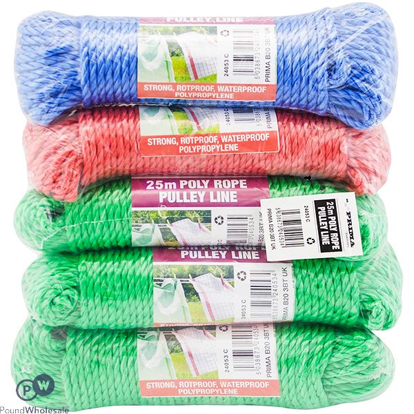 PRIMA POLY ROPE PULLEY LINE 25M ASSORTED COLOURS