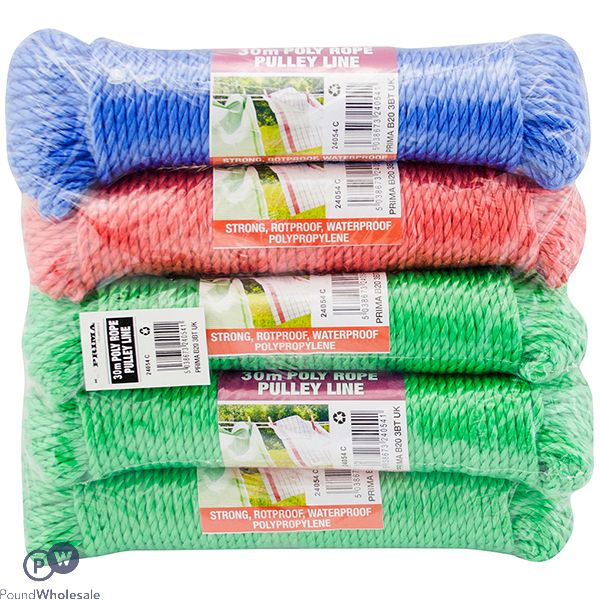 PRIMA POLY ROPE PULLEY LINE 30M ASSORTED COLOURS