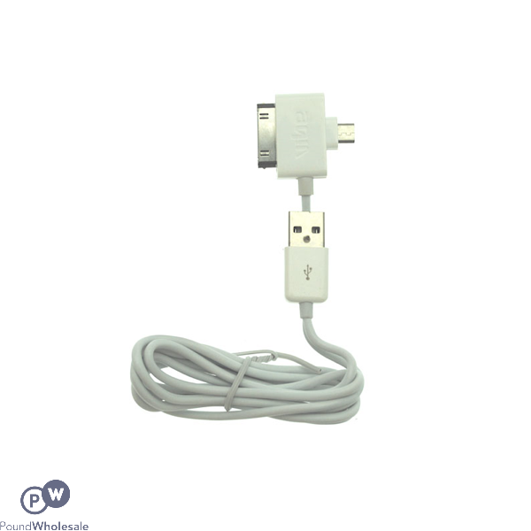2-in-1 White Apple & Android Usb Charge And Sync Data Cable