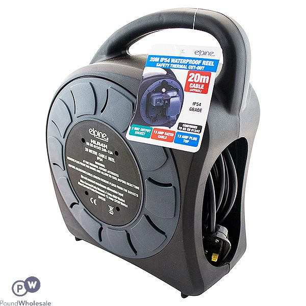 ELPINE IP54 2-WAY 13AMP WATERPROOF CABLE REEL 20M