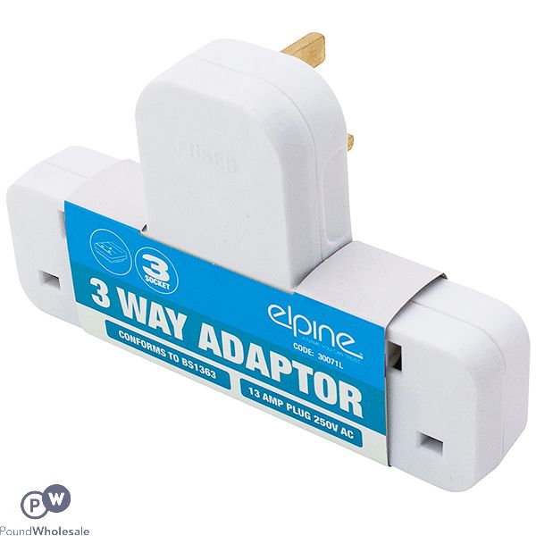 ELPINE 3-WAY SOCKET CABLE-FREE ADAPTER 13AMP 250V AC