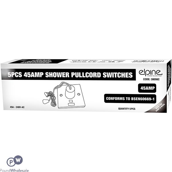 Elpine 45Amp 240V-AC Shower Pull-Cord Switches