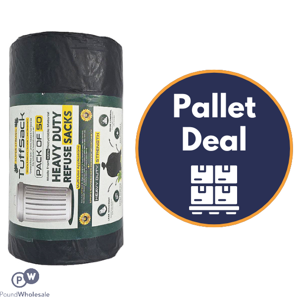 Pound Wholesale Tuffsack 19 Micron Super Strong Black Bin Bags 50 Roll 70l Pallet Deal