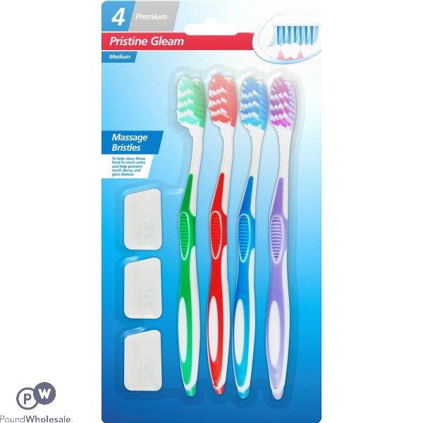 Pristine Gleam Medium Tooth Brushes 4-Pack