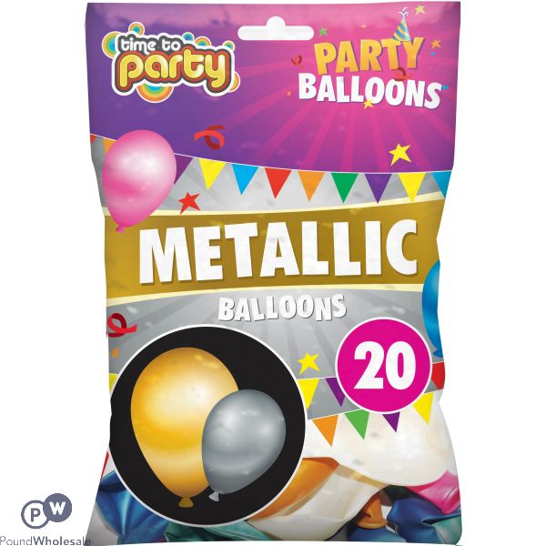 TIME TO PARTY METALLIC BALLOONS 20PK