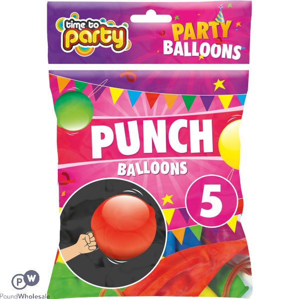 TIME TO PARTY PUNCH BALLOONS 5PK
