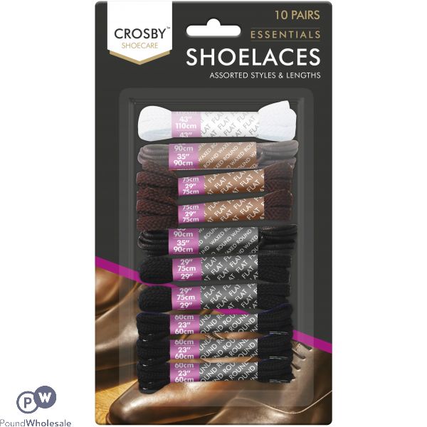 Crosby Shoelaces Assorted Styles & Lengths 10 Pairs