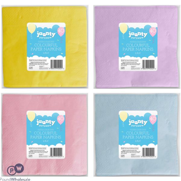 Colourful Paper Napkins 2 Ply 30 Packs Assorted Colours