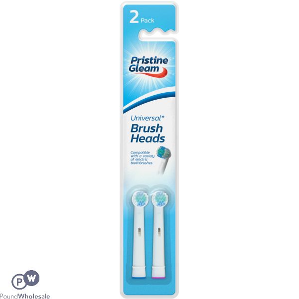 PRISTINE GLEAM UNIVERSAL POWER TOOTHBRUSH HEADS 2 PACK