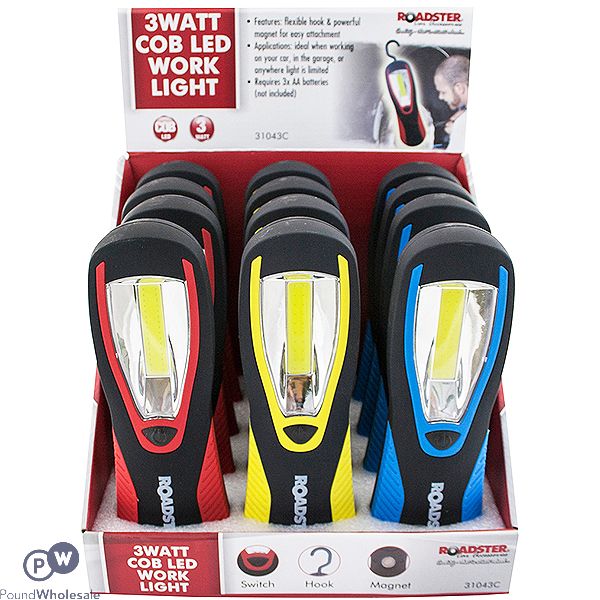 Roadster Cob LED Work Light Assorted Colours CDU