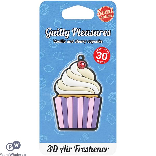 GUILTY PLEASURES VANILLA & CHERRY CUPCAKE 3D CAR AIR FRESHENER