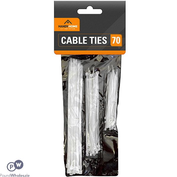 HANDY HOMES ASSORTED PLASTIC CABLE TIES 70 PACK