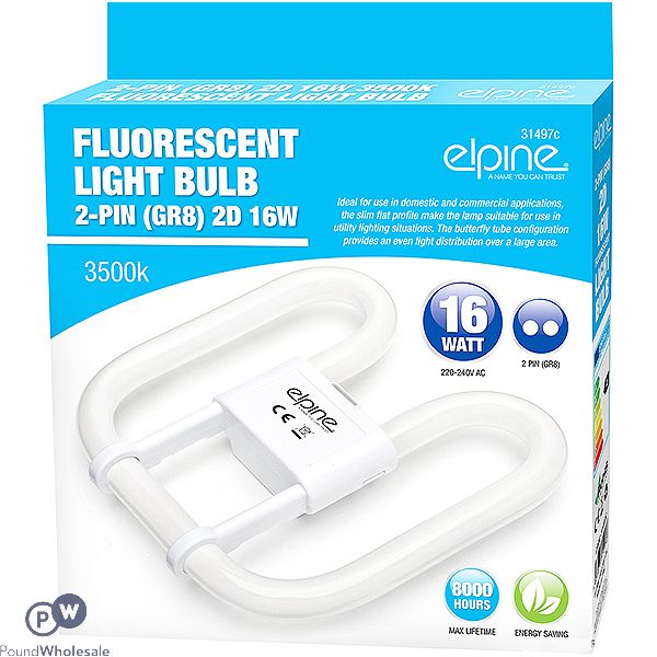 ELPINE 2-PIN 2D 16W 3500K FLUORESCENT LIGHT BULB